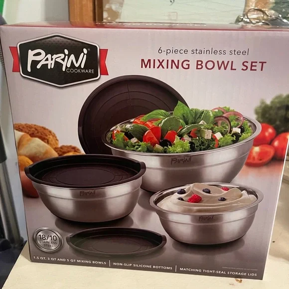 Parini Cookware Mixing Bowl Set - Professional Stainless Steel Nesting Bowls